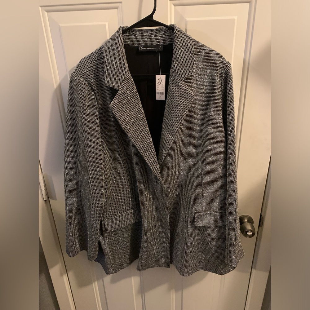 NWT Silver/ Black Sparkle Blazer and Pants Set- Size 3X - Picture 4 of 10